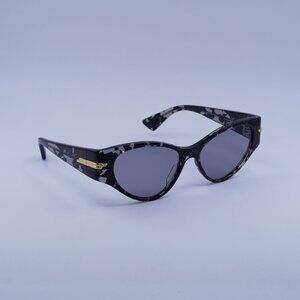 Bottega Veneta BV1002S 002 Sunglasses Black Havana Cat Eye Frame, Grey Lenses